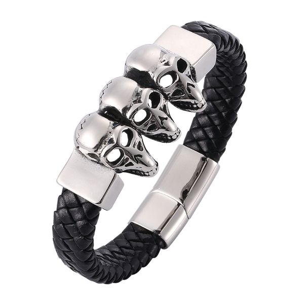 punk skeleton skull men jewelry bracelets braided leather bracelet stainless steel magnetic buckle bangles male wrist band c918, Golden;silver
punk skeleton skull men jewelry bracelets braided leather bracelet stainless steel magnetic buckle bangles male wrist band c918, Golden;silver