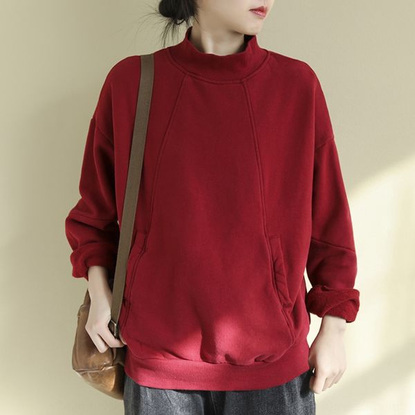 women's all-matching long-sleeved sweatshirt coat with cotton and artistic loose turtleneck and pure color in physical sweatshirt sweat, Black
women's all-matching long-sleeved sweatshirt coat with cotton and artistic loose turtleneck and pure color in physical sweatshirt sweat, Black