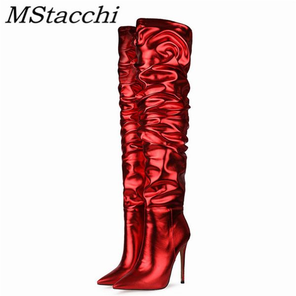 mstacchi women rubbing color pleated thin heels thigh high boots elegant lady pointed toe sewing slip on reflective knee boots, Black
mstacchi women rubbing color pleated thin heels thigh high boots elegant lady pointed toe sewing slip on reflective knee boots, Black