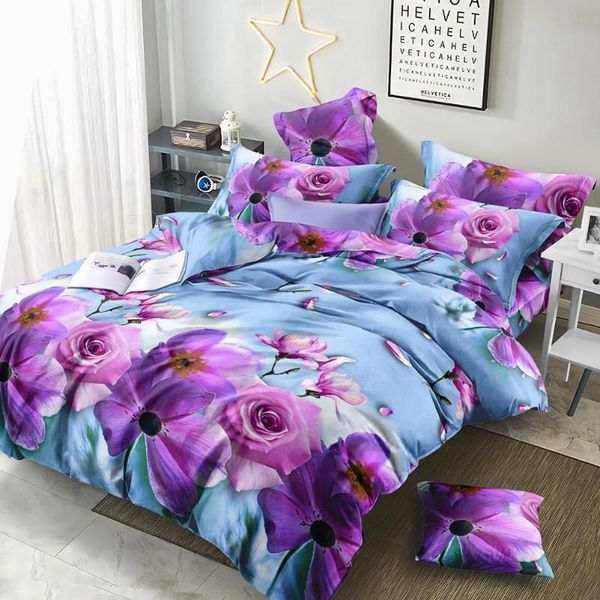 47 4pcs/set fashion 3d printed bedding set sheet quilt cover pillowcases wedding housewarming decoration
