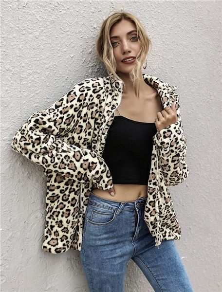 women designer leopard outerwear long sleeve lapel neck jackets women autumn winter fashion plush loose coat, Black;brown
women designer leopard outerwear long sleeve lapel neck jackets women autumn winter fashion plush loose coat, Black;brown