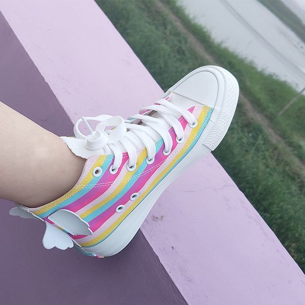 rainbow canvas shoes women sneaker high fashion wing casual female 2020 spring womans platform sneakres vulcanize, Black
rainbow canvas shoes women sneaker high fashion wing casual female 2020 spring womans platform sneakres vulcanize, Black