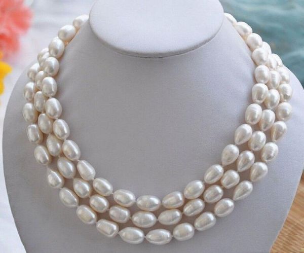 beautiful 3 row 11-13mm natural baroque white pearl necklace 50" yellow clasp, Silver
beautiful 3 row 11-13mm natural baroque white pearl necklace 50" yellow clasp, Silver