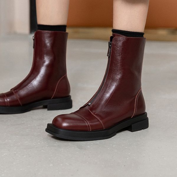 mordoan genuine cow leather women's british style thick-soled mid-tube boots 2020 autumn new zipper flat ankle boots women, Black
mordoan genuine cow leather women's british style thick-soled mid-tube boots 2020 autumn new zipper flat ankle boots women, Black