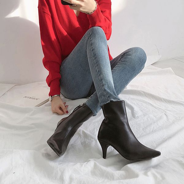 2020autumn and winter boots ladies nude boots pointed stiletto high heel leather fashion all-match ankle ladies size 33-42, Black
2020autumn and winter boots ladies nude boots pointed stiletto high heel leather fashion all-match ankle ladies size 33-42, Black