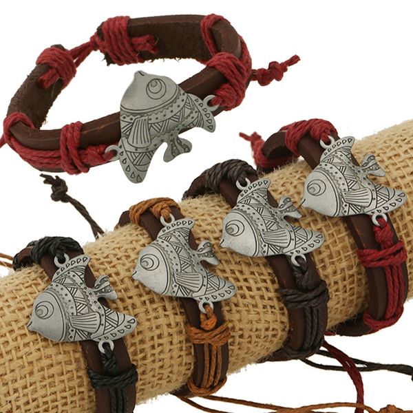 small fish leather bracelet hand-woven bracelet vintage jewelry goldfish charm bracelets for women fashion accessories, Golden;silver
small fish leather bracelet hand-woven bracelet vintage jewelry goldfish charm bracelets for women fashion accessories, Golden;silver