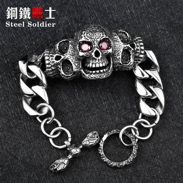 steel soldier 2020 charm red stone eye punk exquisite skull bracelet fashion stainless steel biker unqiue men jewelry, Black
steel soldier 2020 charm red stone eye punk exquisite skull bracelet fashion stainless steel biker unqiue men jewelry, Black