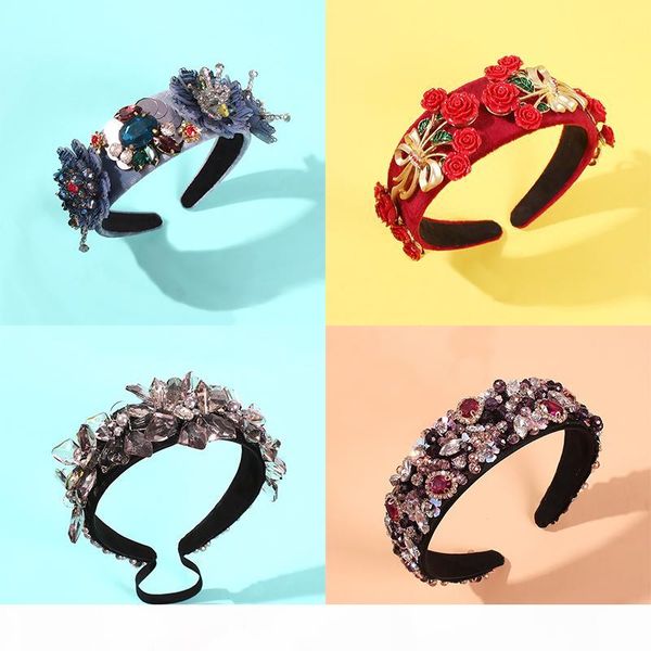 new crystal flower rhinestone luxury broad-edged headband exaggerated baroque gold velvet headband designed for women, Golden;silver
new crystal flower rhinestone luxury broad-edged headband exaggerated baroque gold velvet headband designed for women, Golden;silver