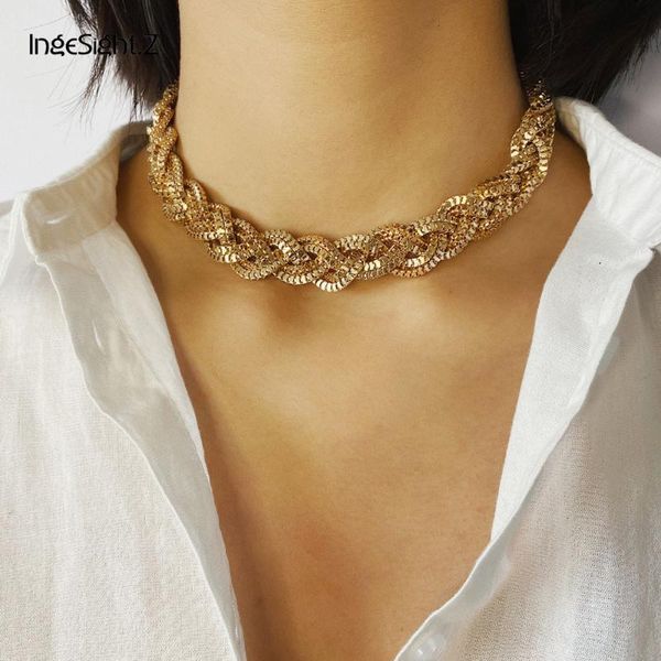 ingesight.z punk curb cuban twisted choker necklace collar statement gold color metal clavicle chain necklace for women jewelry, Golden;silver
ingesight.z punk curb cuban twisted choker necklace collar statement gold color metal clavicle chain necklace for women jewelry, Golden;silver
