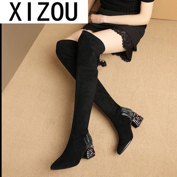 boots 2021 winter fashion plus velvet comfortable warm long women's boots, pointed rhinestone tassel suede over-the-knee, Black
boots 2021 winter fashion plus velvet comfortable warm long women's boots, pointed rhinestone tassel suede over-the-knee, Black