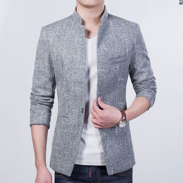 2020 autumn and winter men's suit coat men's stand collar small suit large size wear, White;black
2020 autumn and winter men's suit coat men's stand collar small suit large size wear, White;black