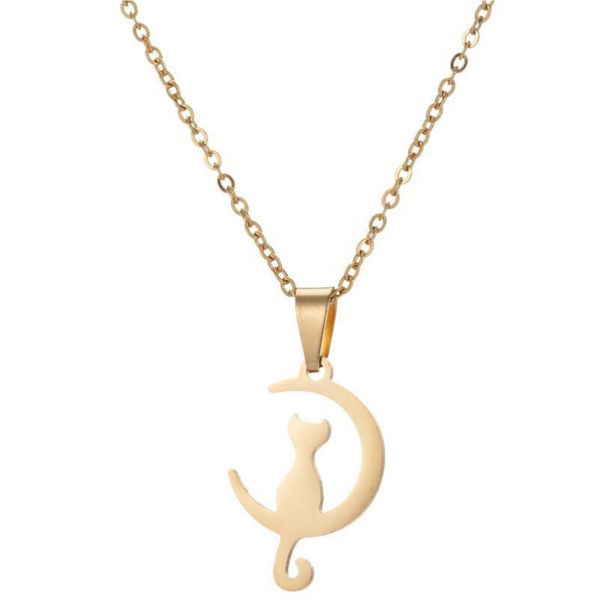 duftgold new stainless steel moon cat pendant necklace elegant fashion animal choker necklace for women girls jewelry gift 2020, Silver
duftgold new stainless steel moon cat pendant necklace elegant fashion animal choker necklace for women girls jewelry gift 2020, Silver