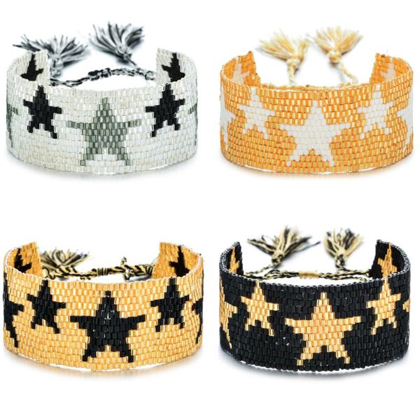 4 color handmade star bracelet miyuki seed beads woven cuff bracelets pentagram tassel women men jewelry gift, Golden;silver
4 color handmade star bracelet miyuki seed beads woven cuff bracelets pentagram tassel women men jewelry gift, Golden;silver