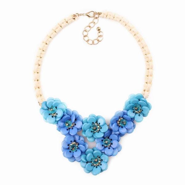 rope braided chain handmade statement pendant colorful flower necklace with earrings set for women, Silver
rope braided chain handmade statement pendant colorful flower necklace with earrings set for women, Silver