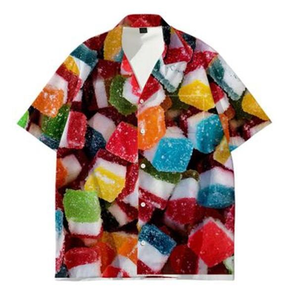 man sweets shirt fashion 3d digital candy printing short sleeve clothing designer male cardigan thin loose casual shirts, White;black
man sweets shirt fashion 3d digital candy printing short sleeve clothing designer male cardigan thin loose casual shirts, White;black