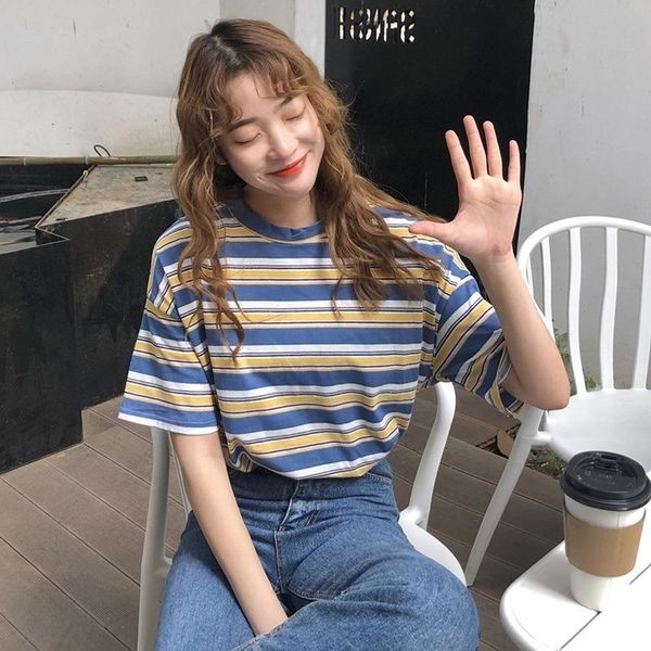 korean o-neck t shirt women harajuku striped tshirt 2020 summer loose casual short sleeve punk t-shirts camiseta feminina, White
korean o-neck t shirt women harajuku striped tshirt 2020 summer loose casual short sleeve punk t-shirts camiseta feminina, White