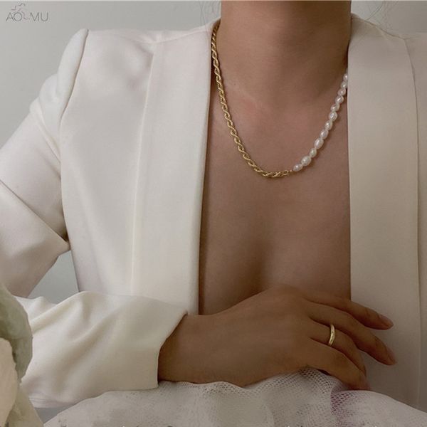 chokers aomu 2021 korea punk chain baroque natural pearl necklace asymmetric metal for women jewelry party, Golden;silver
chokers aomu 2021 korea punk chain baroque natural pearl necklace asymmetric metal for women jewelry party, Golden;silver