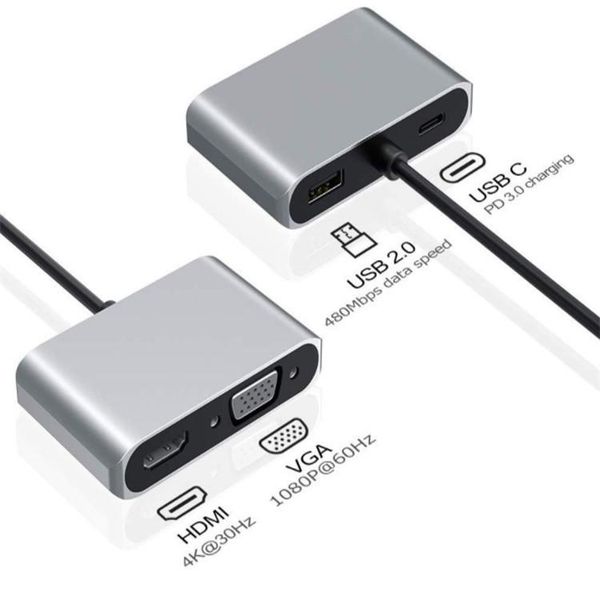 multiport usb c adapter 4 in 1 type c hub usb3.1 4k hdm1 vga pd charging for computer phone
multiport usb c adapter 4 in 1 type c hub usb3.1 4k hdm1 vga pd charging for computer phone