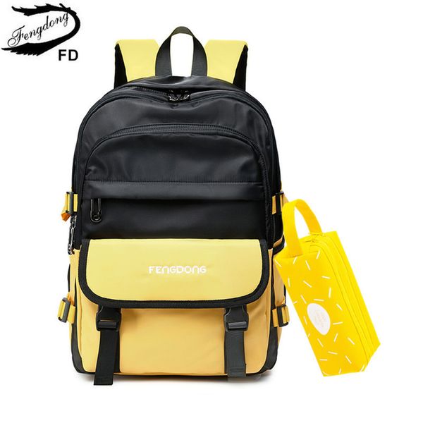 fengdong fashion yellow school backpack for girls waterproof nylon big backpack school girl book bag stationery pen pencil bag 200919
fengdong fashion yellow school backpack for girls waterproof nylon big backpack school girl book bag stationery pen pencil bag 200919