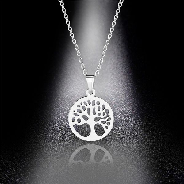 pendant necklaces titanium steel tree of life necklace female stainless round hollow wishing factory direct sales, Silver
pendant necklaces titanium steel tree of life necklace female stainless round hollow wishing factory direct sales, Silver