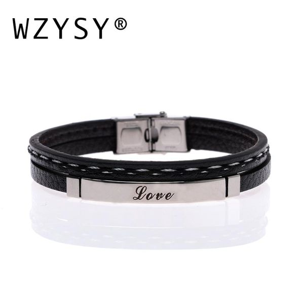 charm bracelets punk multi-layer black pu soft leather chain bangles stainless steel love nameplate bracelet for men and women fashion jewel, Golden;silver
charm bracelets punk multi-layer black pu soft leather chain bangles stainless steel love nameplate bracelet for men and women fashion jewel, Golden;silver