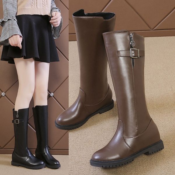 boots autumn and winter british style long tank pure color belt buckle zipper women's leather, Black
boots autumn and winter british style long tank pure color belt buckle zipper women's leather, Black