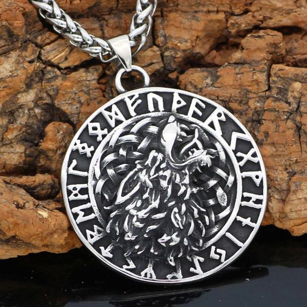 men viking stainless steel geri and freki wolf rune helm of awe wolf necklace with valknut gift bag, Silver
men viking stainless steel geri and freki wolf rune helm of awe wolf necklace with valknut gift bag, Silver