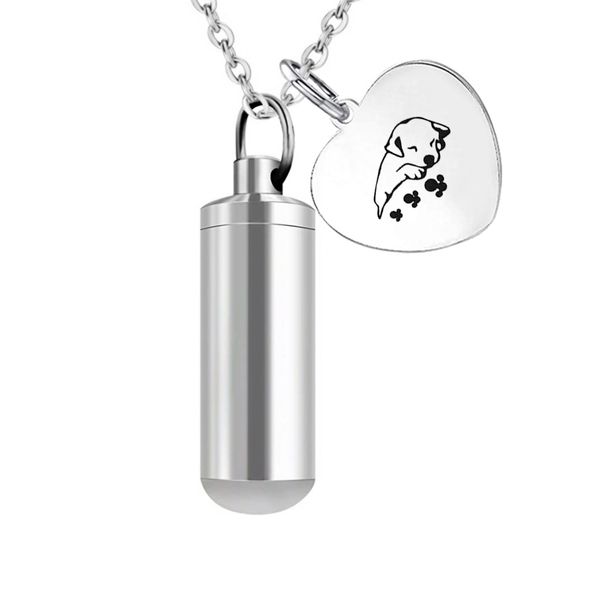 silver ashes urn for dog cremation memorial jewelry stainless steel cylinder pendant necklace with fill kit and pretty package bag
silver ashes urn for dog cremation memorial jewelry stainless steel cylinder pendant necklace with fill kit and pretty package bag