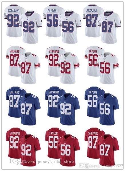 

Men Women Youth New York Giants 87 Sterling Shepard 56 Lawrence Taylor 92 Michael Strahan Football Jerseys white rush Blue