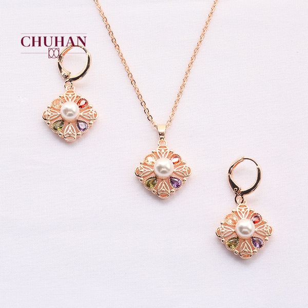 chuhan women's earring necklace two piece jewelry set romantic rose gold color cubic zirconia pearl flower bridal jewelry j290, Silver
chuhan women's earring necklace two piece jewelry set romantic rose gold color cubic zirconia pearl flower bridal jewelry j290, Silver