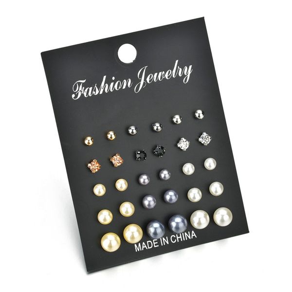 quality 15 pairs/set simulated pearl earrings for women bijoux fashion silver color gold color crystal stud earrings jewelry gift
quality 15 pairs/set simulated pearl earrings for women bijoux fashion silver color gold color crystal stud earrings jewelry gift