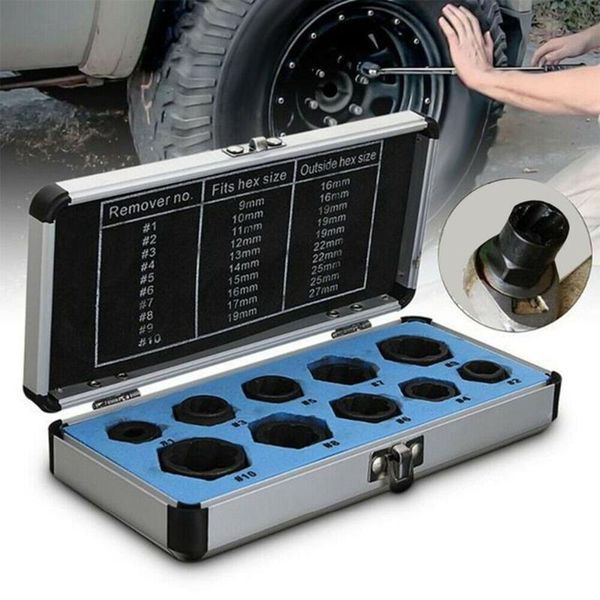 10pcs damaged bolt nut screw remover extractor socket tool kit 19mm removal set bolt nut remover socket wrench hand tools kit
10pcs damaged bolt nut screw remover extractor socket tool kit 19mm removal set bolt nut remover socket wrench hand tools kit
