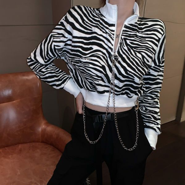 korean autumn new personality sweatshirts harajuku zebra pattern chain design loose full sleeve pullovers zipper short sweatshir, Black
korean autumn new personality sweatshirts harajuku zebra pattern chain design loose full sleeve pullovers zipper short sweatshir, Black