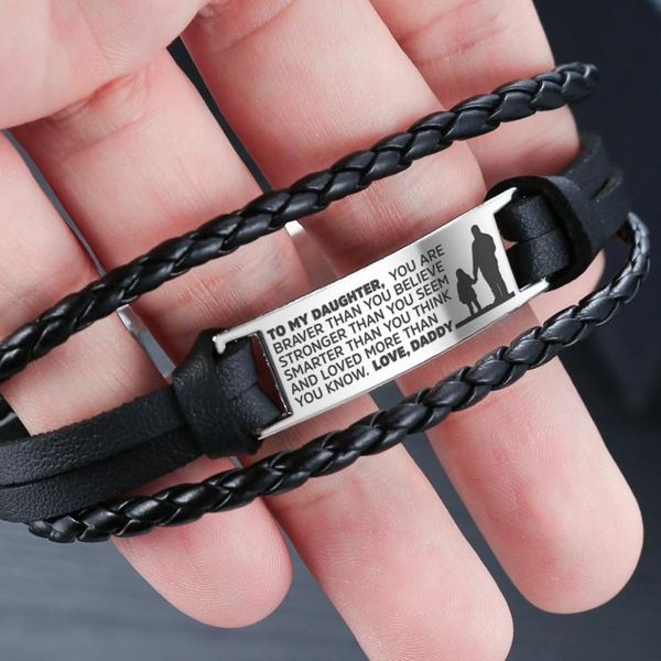 charm bracelets to my daughter from daddy hand-woven retro multi-color bracelet diy engrave leather steel jewelry christmas gifts, Golden;silver
charm bracelets to my daughter from daddy hand-woven retro multi-color bracelet diy engrave leather steel jewelry christmas gifts, Golden;silver