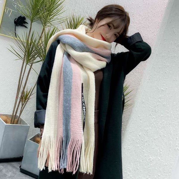 women's autumn and winter scarf long heavy shawl warm women's knitted student scarf, Blue;gray
women's autumn and winter scarf long heavy shawl warm women's knitted student scarf, Blue;gray