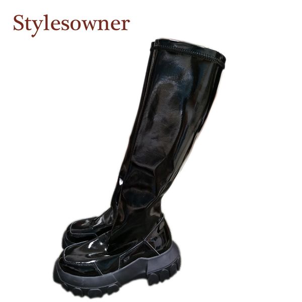 boots 2021 autumn/winter thick-soled heightened women's over-the-knee platform round toe square heel bright leather, Black
boots 2021 autumn/winter thick-soled heightened women's over-the-knee platform round toe square heel bright leather, Black