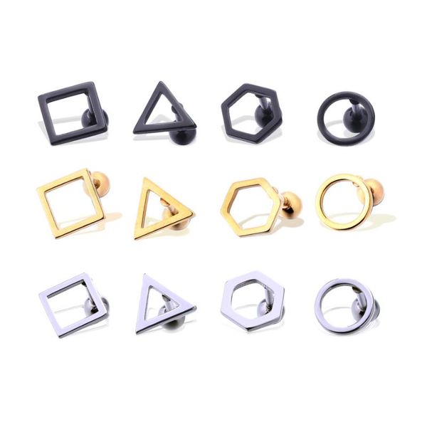 stud man woman fashion earrings round triangle square ear stainless steel body piercing jewelry 1 pair, Golden;silver
stud man woman fashion earrings round triangle square ear stainless steel body piercing jewelry 1 pair, Golden;silver