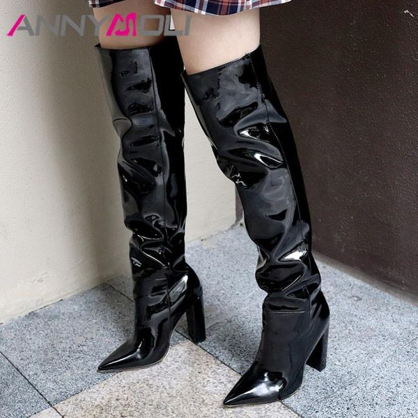 annymoli extreme high heel thigh high boots woman thick heel over the knee boots pointed toe long female shoes red size 43, Black
annymoli extreme high heel thigh high boots woman thick heel over the knee boots pointed toe long female shoes red size 43, Black
