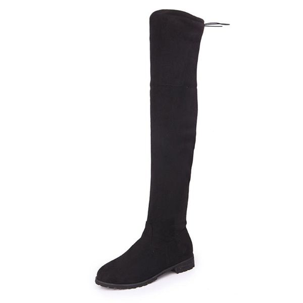 women wear resistant casual winter boots elastic side zipper fabala back lacing over-knee round head, Black
women wear resistant casual winter boots elastic side zipper fabala back lacing over-knee round head, Black