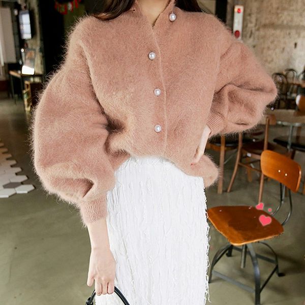 fashion- autumn winter mink cashmere thick coat women pink single breasted pearls button lantern sleeve knitted cardigan, Tan;black
fashion- autumn winter mink cashmere thick coat women pink single breasted pearls button lantern sleeve knitted cardigan, Tan;black