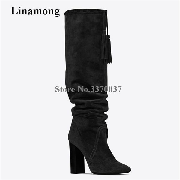 women fashion pointed toe black brown suede leather chunky heel tassels knee high boots slip-on thick high heel long boot
women fashion pointed toe black brown suede leather chunky heel tassels knee high boots slip-on thick high heel long boot