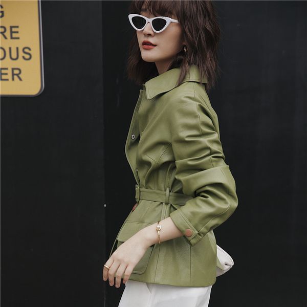 green leather women's real female jacket pu jackets for women spring autumn slim casacos feminino 255 pph599, Black
green leather women's real female jacket pu jackets for women spring autumn slim casacos feminino 255 pph599, Black