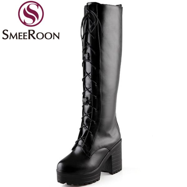 smeeroon platform boots woman fashion thick heels knee high boots office keep warm winter women's shoes large size 34-43, Black
smeeroon platform boots woman fashion thick heels knee high boots office keep warm winter women's shoes large size 34-43, Black