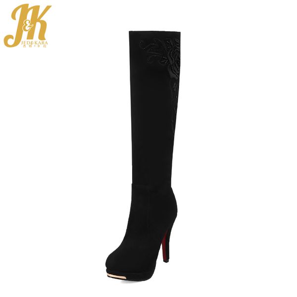jk winter high heels women boots printing flock footwear fashion platform bling female shoes 2020 short plush knee high boots, Black
jk winter high heels women boots printing flock footwear fashion platform bling female shoes 2020 short plush knee high boots, Black