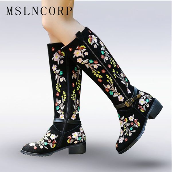 plus size 34-46 genuine leather women boots spring autumn bohemia ethnic style snow boots embroider shoes zip mid calf, Black
plus size 34-46 genuine leather women boots spring autumn bohemia ethnic style snow boots embroider shoes zip mid calf, Black