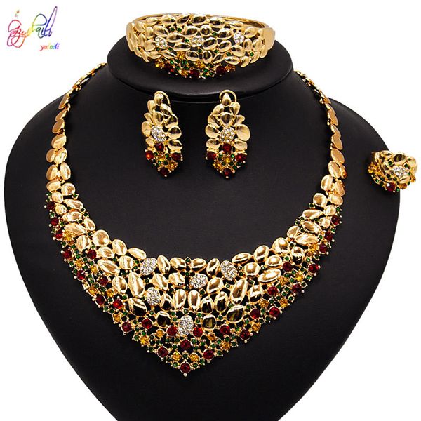yulaili vintage classic gold plated rhinestone necklace earrings bracelet ring african nigerian wedding jewelry sets ing, Black
yulaili vintage classic gold plated rhinestone necklace earrings bracelet ring african nigerian wedding jewelry sets ing, Black