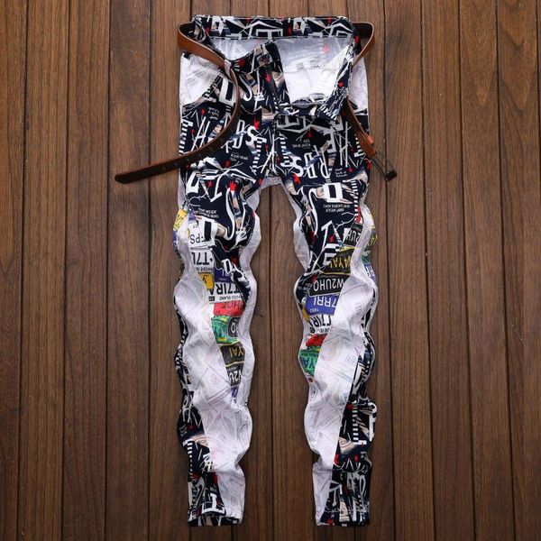 men's fashion slim personality stretch print trendy small straight men's casual pants, Blue
men's fashion slim personality stretch print trendy small straight men's casual pants, Blue