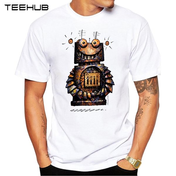 new arrivals 2019 teehub cool men's fashion funny robot design t-shirt short sleeve o-neck hipster tee