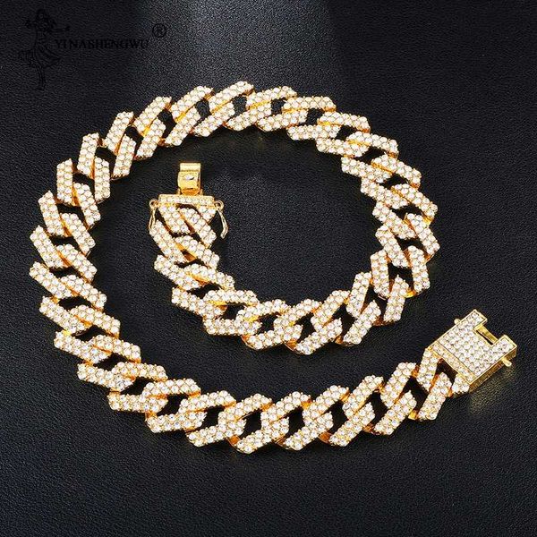 hip hop 1set 19mm gold color heavy full iced out paved rhinestones cuban chain cz bling rapper necklaces for men jewelry collar, Silver
hip hop 1set 19mm gold color heavy full iced out paved rhinestones cuban chain cz bling rapper necklaces for men jewelry collar, Silver