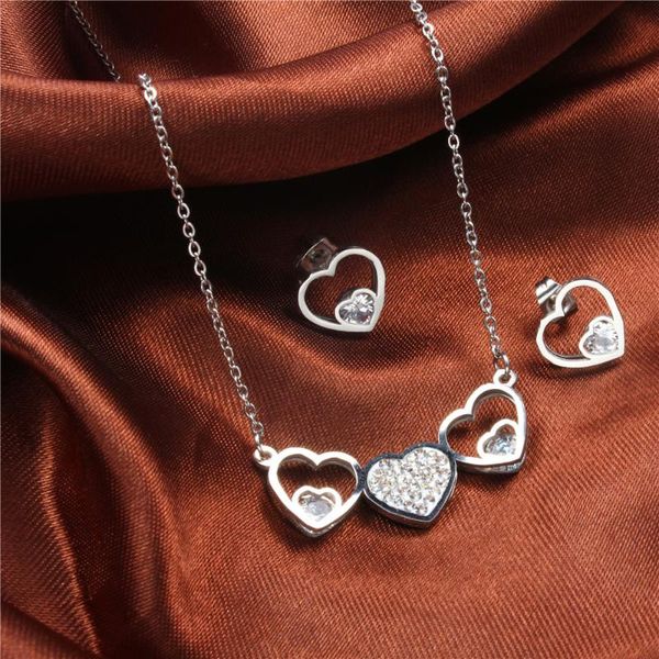 earrings & necklace oufei stainless steel heart and jewelry sets with stones 2021 for women jewellery fashion gift set, Silver
earrings & necklace oufei stainless steel heart and jewelry sets with stones 2021 for women jewellery fashion gift set, Silver